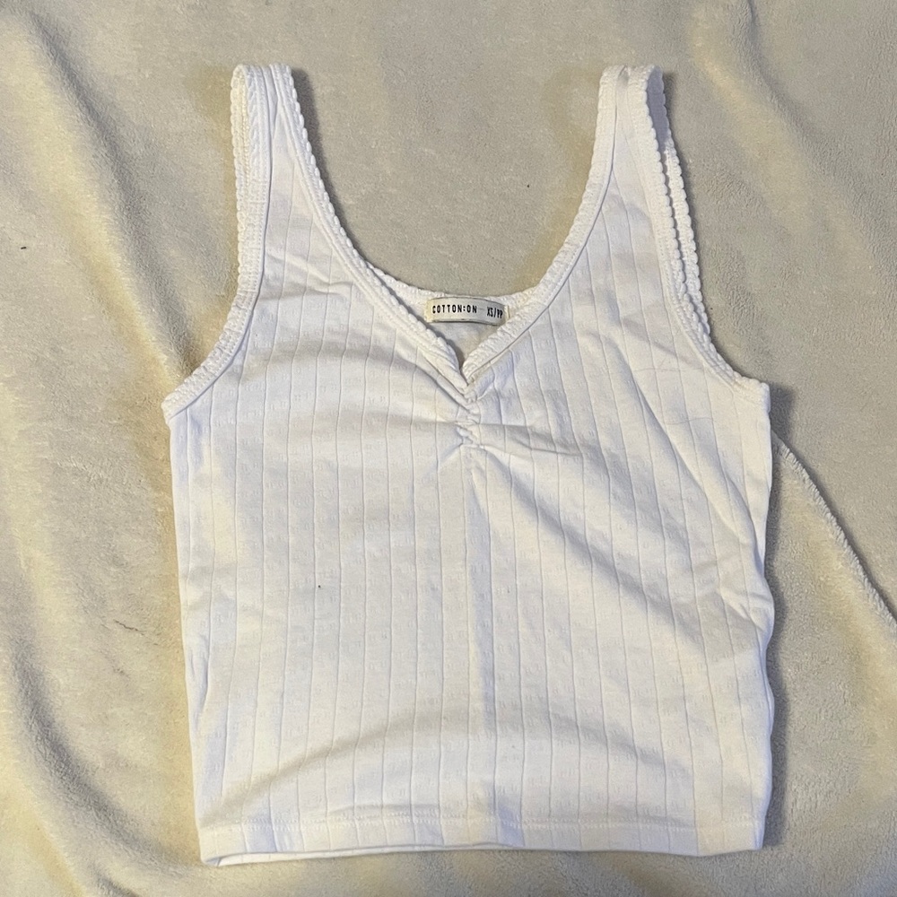 Cotton On Ribbed White Tank Top